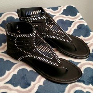 StarBay Black & Crystal Sandals